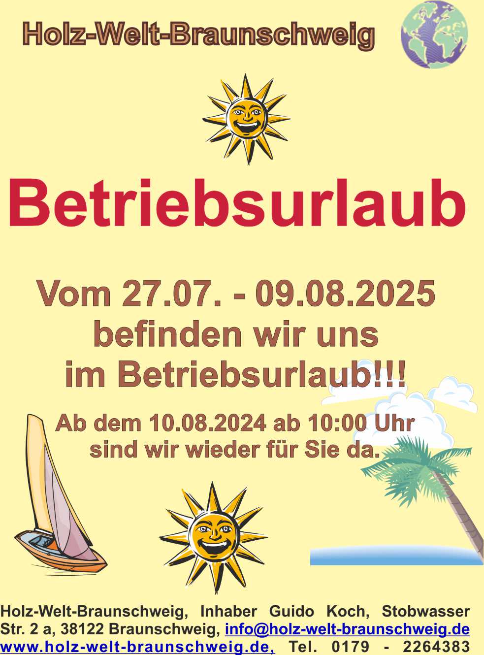 Hinweis Betriebsurlaub